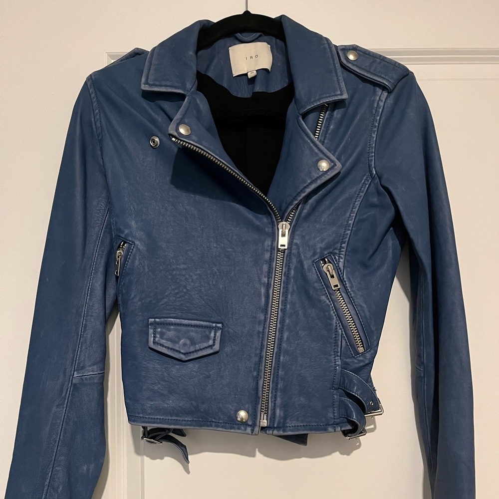 Iro Ashville blue leather jacket 100% lamb leather perfect condition